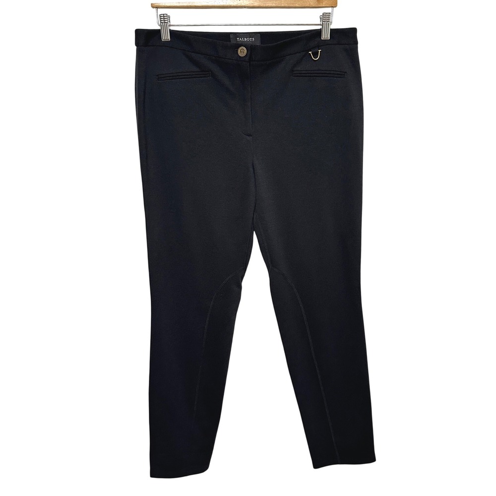 NEW Talbots Dalton Pants Women 12 Black Equestrian Slim Leg Trousers Workwear